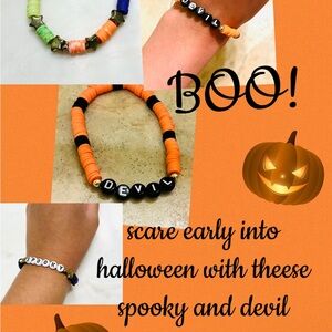 Halloween Beaded Bracelets - Orange and Black